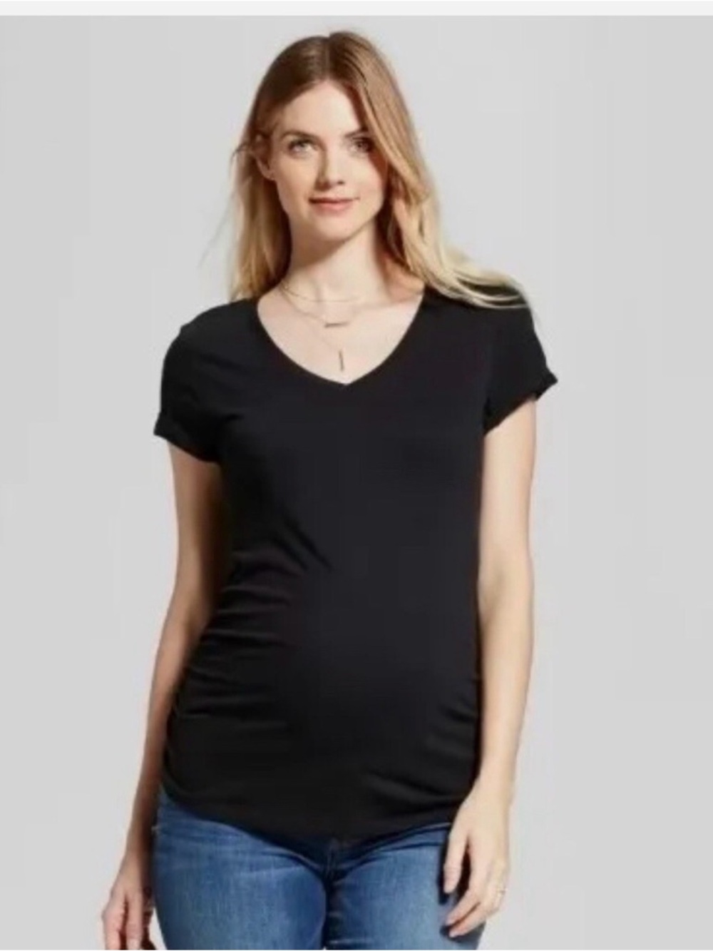 Isabel Maternity by Ingrid & Isabel Black V-Neck Short Sleeve Maternity Tee